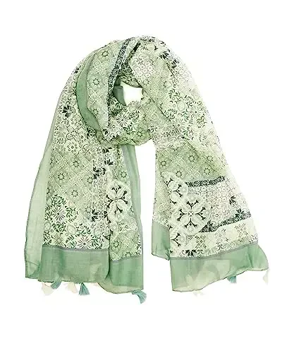 YOUR SMILE Large Boho Scarf for Women Lightweight Floral Printed Scarves Fall Winter Fashion Fringed Shawl wraps 