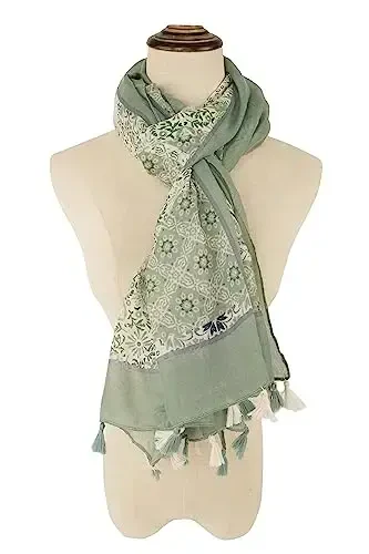 YOUR SMILE Large Boho Scarf for Women Lightweight Floral Printed Scarves Fall Winter Fashion Fringed Shawl wraps - 3