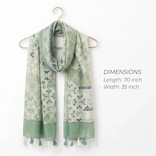 YOUR SMILE Large Boho Scarf for Women Lightweight Floral Printed Scarves Fall Winter Fashion Fringed Shawl wraps - 4