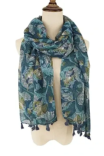 YOUR SMILE Large Boho Scarf for Women Lightweight Floral Printed Scarves Fall Winter Fashion Fringed Shawl wraps - MODAZONE (1)