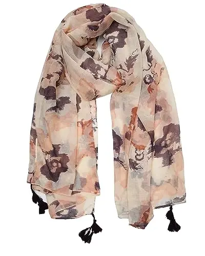 YOUR SMILE Large Boho Scarf for Women Lightweight Floral Printed Scarves Fall Winter Fashion Fringed Shawl wraps 