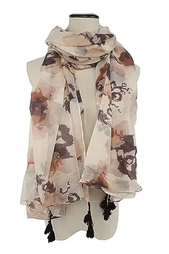 YOUR SMILE Large Boho Scarf for Women Lightweight Floral Printed Scarves Fall Winter Fashion Fringed Shawl wraps - YOUR (1)