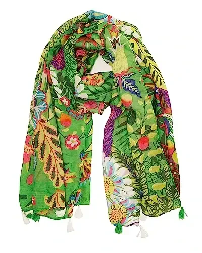 YOUR SMILE Large Boho Scarf for Women Lightweight Floral Printed Scarves Fall Winter Fashion Fringed Shawl wraps - YOUR