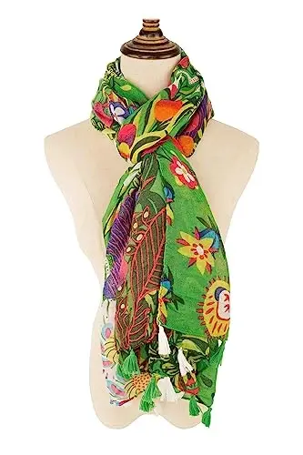 YOUR SMILE Large Boho Scarf for Women Lightweight Floral Printed Scarves Fall Winter Fashion Fringed Shawl wraps - YOUR (1)