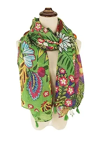 YOUR SMILE Large Boho Scarf for Women Lightweight Floral Printed Scarves Fall Winter Fashion Fringed Shawl wraps - 3