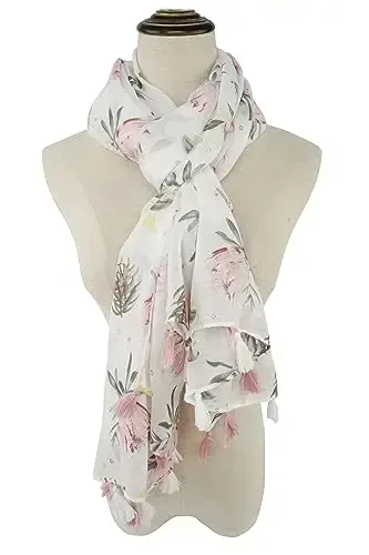 YOUR SMILE Large Boho Scarf for Women Lightweight Floral Printed Scarves Fall Winter Fashion Fringed Shawl wraps - 3