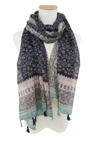 YOUR SMILE Large Boho Scarf for Women Lightweight Floral Printed Scarves Fall Winter Fashion Fringed Shawl wraps - YOUR (1)
