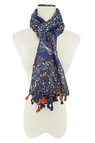 YOUR SMILE Large Boho Scarf for Women Lightweight Floral Printed Scarves Fall Winter Fashion Fringed Shawl wraps - 3