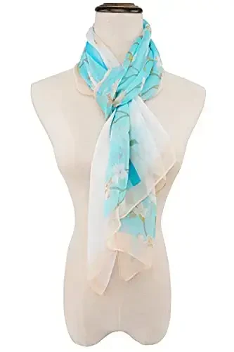 YOUR SMILE Ladies/Women's Lightweight Floral Print/Solid Color mixture Shawl Scarf For Spring Summer season - 3
