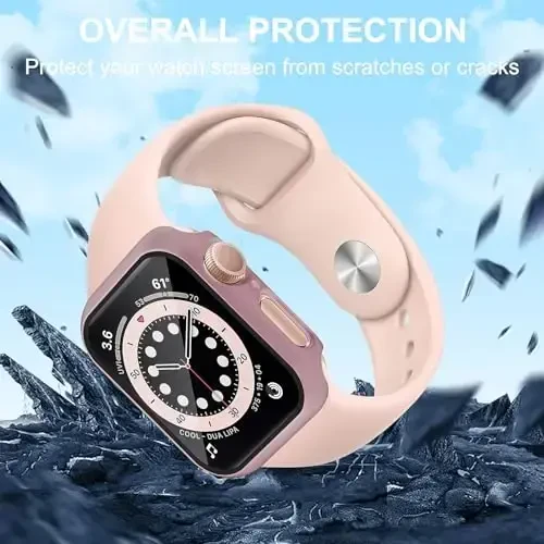 Smiling 2 Pack Case Built in Tempered Glass Screen Protector Compatible with Apple Watch SE 2(2024)/SE/Series 6/5/ 4 40mm, Hard PC Case Overall Protective Cover- 1 Rose Gold + 1 Transparent - 5