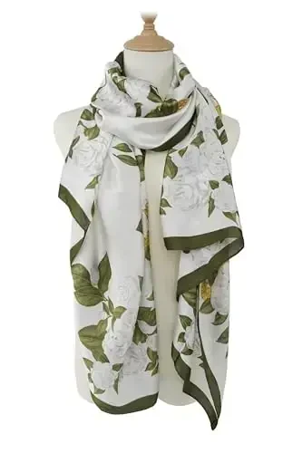 YOUR SMILE Large Mulberry Silk Feeling Long Stain Scarf Lightweight Sunscreen Shawls Wraps for Women - YOUR (1)