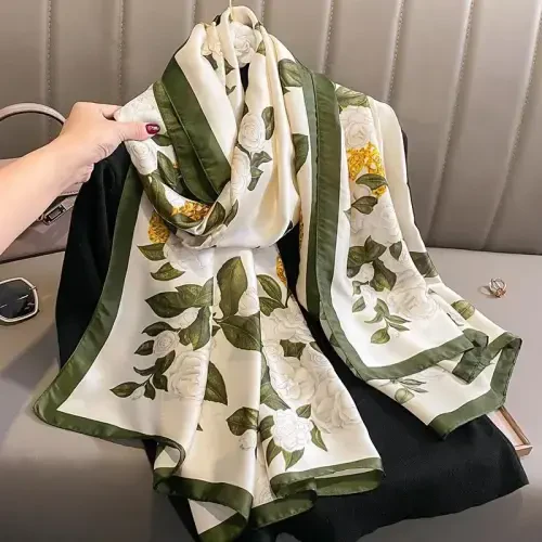 YOUR SMILE Large Mulberry Silk Feeling Long Stain Scarf Lightweight Sunscreen Shawls Wraps for Women - 6