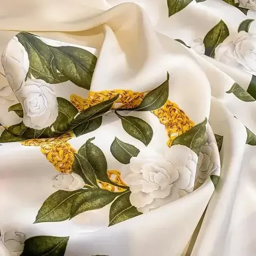 YOUR SMILE Large Mulberry Silk Feeling Long Stain Scarf Lightweight Sunscreen Shawls Wraps for Women - 5