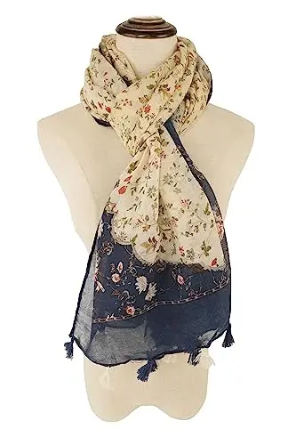 YOUR SMILE Large Boho Scarf for Women Lightweight Floral Printed Scarves Fall Winter Fashion Fringed Shawl wraps - 5