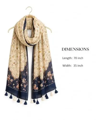 YOUR SMILE Large Boho Scarf for Women Lightweight Floral Printed Scarves Fall Winter Fashion Fringed Shawl wraps - 4