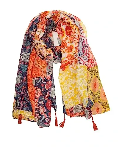 YOUR SMILE Large Boho Scarf for Women Lightweight Floral Printed Scarves Fall Winter Fashion Fringed Shawl wraps - 1