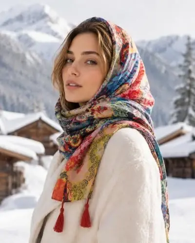YOUR SMILE Large Boho Scarf for Women Lightweight Floral Printed Scarves Fall Winter Fashion Fringed Shawl wraps - 3