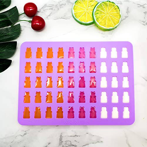 Gummy Bear Candy Molds Silicone, Gummy Molds with 2 Droppers, Non-stick Silicone Candy Molds Including Mini Dinosaur, Bear Shape, Hearts and Mini Donut, Set of 4 - 6