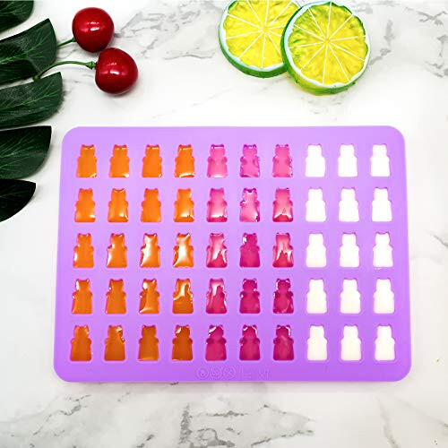 Gummy Bear Candy Molds Silicone, Gummy Molds with 2 Droppers, Non-stick Silicone Candy Molds Including Mini Dinosaur, Bear Shape, Hearts and Mini Donut, Set of 4 - 7