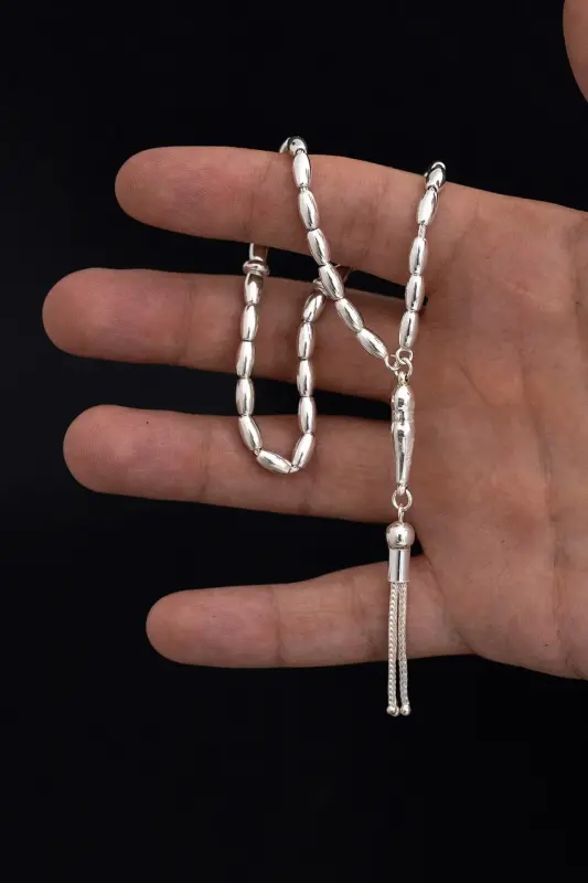Gümüş Tespih Arpakesim Orta Bilek Boy 18gr-Gümüş 18gr - 2