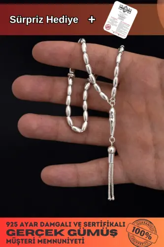 Gümüş Tespih Arpakesim Orta Bilek Boy 18gr-Gümüş 18gr - 1