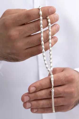 Gümüş Tespih Arpakesim Orta Bilek Boy 18gr-Gümüş 18gr - 3