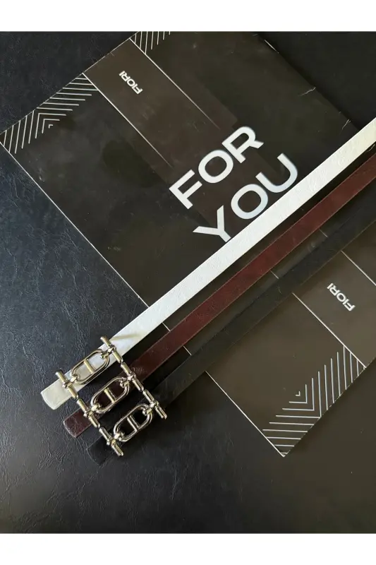 Gümüş Tokalı Ince Kadın Kemer, Pantolon Kemeri, Gömlek Kemeri, Ceket Kemeri - Siyah-Bordo-Beyaz-Silver - 3