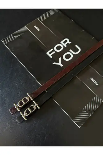 Gümüş Tokalı Ince Kadın Kemer, Pantolon Kemeri, Gömlek Kemeri, Ceket Kemeri - Siyah-Bordo-Silver - 2