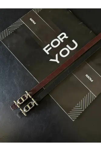Gümüş Tokalı Ince Kadın Kemer, Pantolon Kemeri, Gömlek Kemeri, Ceket Kemeri - Siyah-Bordo-Silver - 3