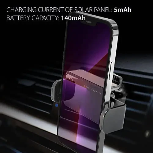 Cellet Solar Powered Car Phone Mount for Air Vent – Auto Touch Release & Lock Cradle, 360° Rotation, USB-C Powered (No Phone Charging) – Compatible with iPhone, Samsung, Pixel, Motorola - 2