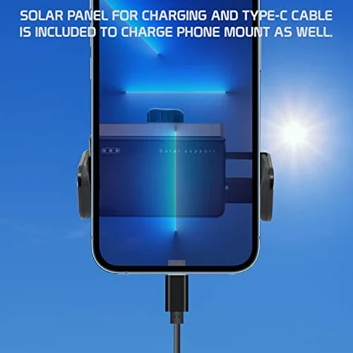 Cellet Solar Powered Car Phone Mount for Air Vent – Auto Touch Release & Lock Cradle, 360° Rotation, USB-C Powered (No Phone Charging) – Compatible with iPhone, Samsung, Pixel, Motorola - 5