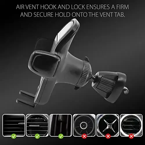 Solar Powered Air Vent Mount with 360 Degree Rotation, Auto Touch Release and Lock Cradle Compatible to iPhones Samsung Galaxy, Note, Motorola Moto, Google Pixel (Full Size Air Vent) - 4