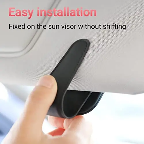 KanSmart Sunglass Holder for Car Sun Visor, Magnetic Sunglasses Clip, Leather Glasses Eyeglass Holder and Ticket Card Clip, Auto Interior Accessories Universal for Car SUV Truck Pickup -Black - 4