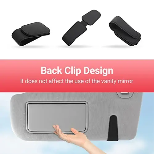 KanSmart Sunglass Holder for Car Sun Visor, Magnetic Sunglasses Clip, Leather Glasses Eyeglass Holder and Ticket Card Clip, Auto Interior Accessories Universal for Car SUV Truck Pickup -Black - 6