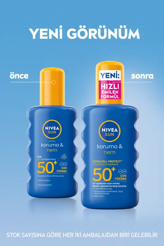 SUN SPF 50+ Yüksek Güneş Koruyucu ve Nemlendirici Vücut Spreyi 200ml,Suya Dayanıklı,C Vitamini - 1