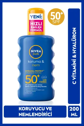 SUN SPF50+ Yüksek Güneş Koruyucu ve Nemlendirici Sprey 200ml, Suya Dayanıklı, Yeni Nesil UV Filtresi - 1