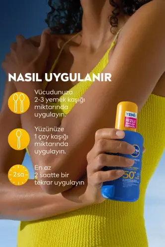 SUN SPF50+ Yüksek Güneş Koruyucu ve Nemlendirici Sprey 200ml, Suya Dayanıklı, Yeni Nesil UV Filtresi - 6