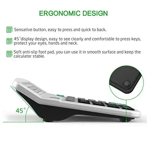 Solar & AA Battery Dual Power Electronic Calculator - 12-Digit Large Display (2 Basic Black & 1 Updated Silver) - 4