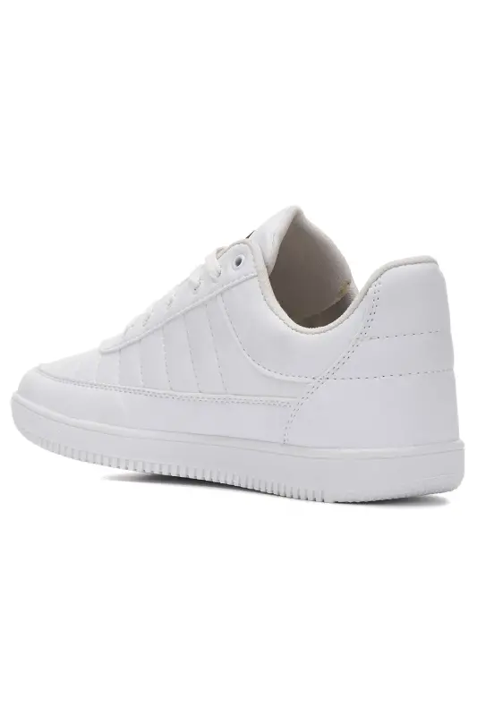 Günlük Erkek Beyaz Sneaker Rahat Hafif Bağcıklı Dikiş Detaylı Suni Deri Yürüyüş Spor Ayakkabı 013c-BEYAZ 013C - 3