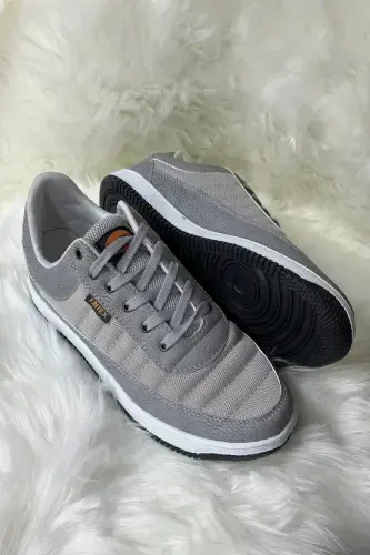 Günlük Erkek Buz Grisi Sneaker Bağcıklı Rahat Fileli Hava Alabilen Yürüyüş Spor Ayakkabısı-BUZ - 3