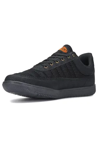 Günlük Erkek Siyah Sneaker Bağcıklı Hafif Rahat Fileli Hava Alabilen Yürüyüş Spor Ayakkabısı - SİYAH SİYAH - İMERSHOES (1)