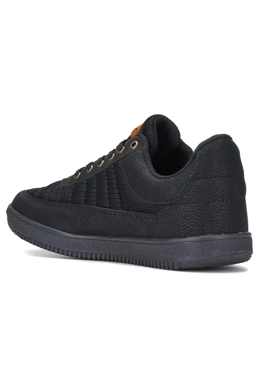 Günlük Erkek Siyah Sneaker Bağcıklı Hafif Rahat Fileli Hava Alabilen Yürüyüş Spor Ayakkabısı - SİYAH SİYAH - 3