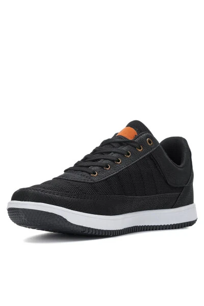 Günlük Erkek Sneaker Bağcıklı Hafif Rahat Fileli Yürüyüş Spor Ayakkabısı-SİYAH BEYAZ - Modazone (1)