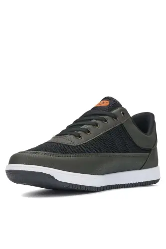Günlük Erkek Sneaker Bağcıklı Hafif Rahat Fileli Yürüyüş Spor Ayakkabısı - HAKİ SİYAH - 2