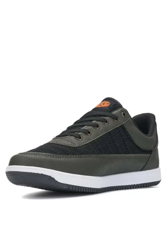 Günlük Erkek Sneaker Bağcıklı Hafif Rahat Fileli Yürüyüş Spor Ayakkabısı - HAKİ SİYAH - 2
