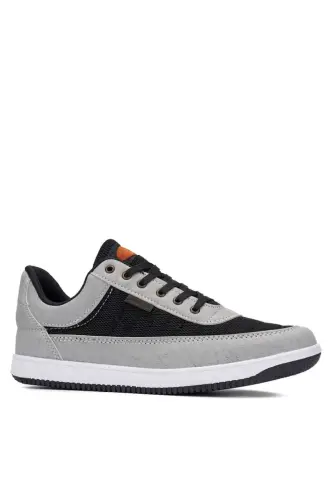Günlük Erkek Sneaker Bağcıklı Hafif Rahat Fileli Yürüyüş Spor Ayakkabısı - SİYAH BUZ 