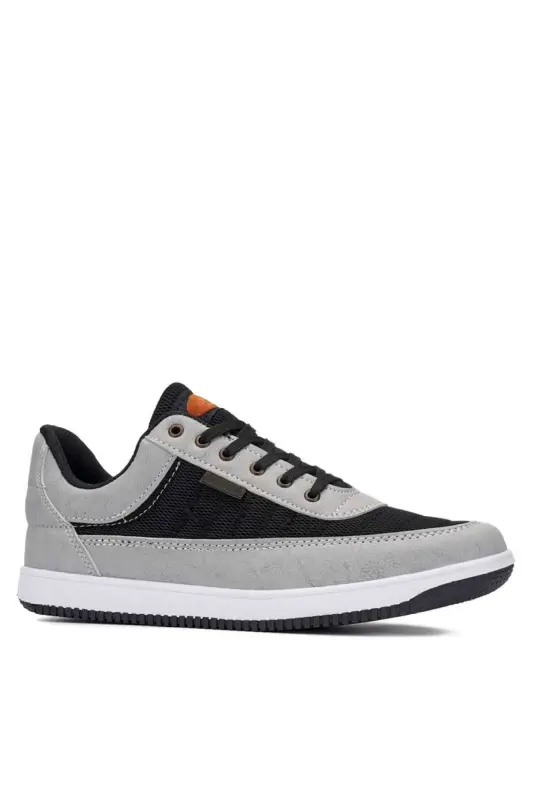 Günlük Erkek Sneaker Bağcıklı Hafif Rahat Fileli Yürüyüş Spor Ayakkabısı - SİYAH BUZ - 1