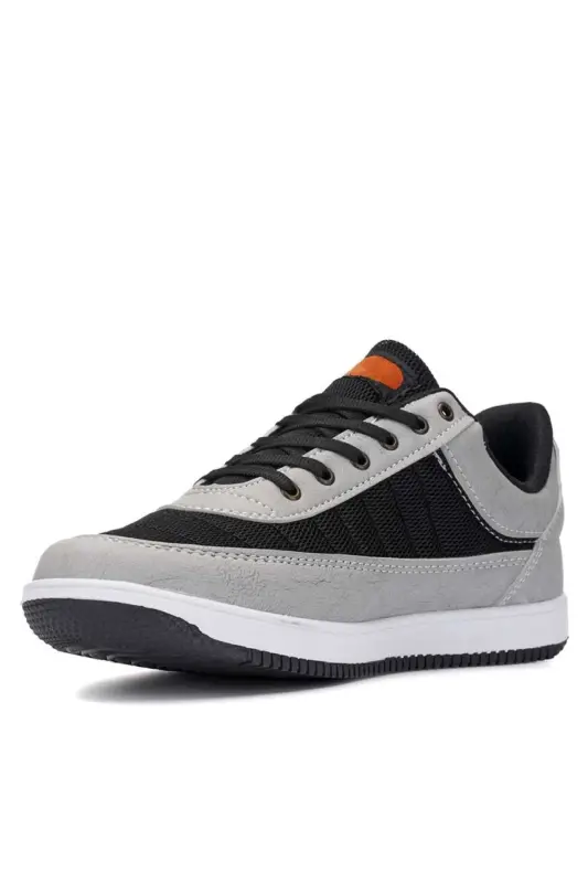 Günlük Erkek Sneaker Bağcıklı Hafif Rahat Fileli Yürüyüş Spor Ayakkabısı - SİYAH BUZ - 3