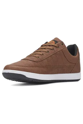 Günlük Erkek Taba Sneaker Rahat Hafif Dikiş Detaylı Suni Deri Bağcıklı Yürüyüş Spor Ayakkabı 013c-TABA 013C - İMERSHOES (1)