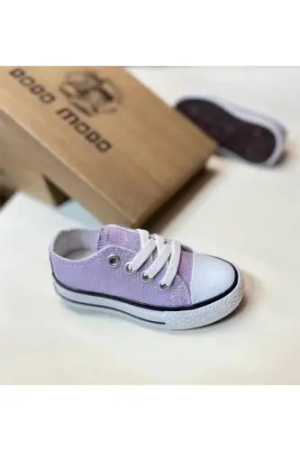 Günlük Keten Rahat Lila Bebek & Çocuk Sneaker Convers Spor Ayakkabı - Lila 